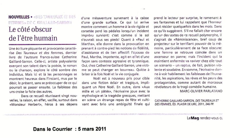 Le Courrier 5.3.11- Voir Presse